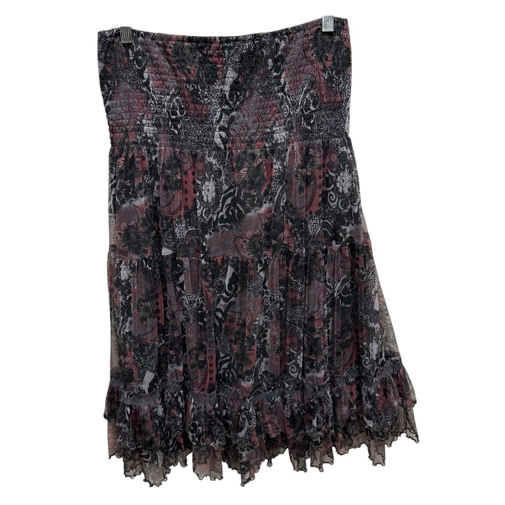 Lapis women’s tiered boho skirt smocked Whimsigoth floral grunge medium-large - Picture 2 of 10